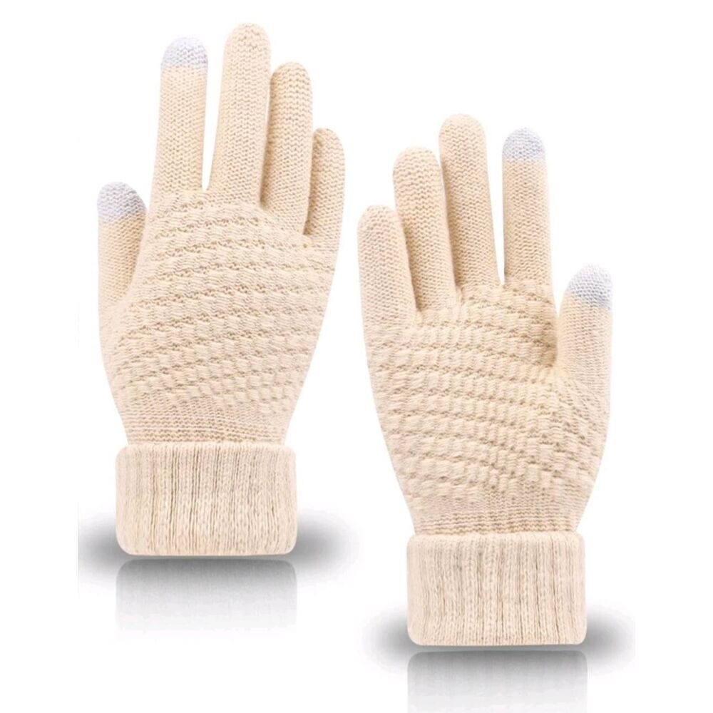 Ladies Ivory Winter Knit Gloves - Brand New